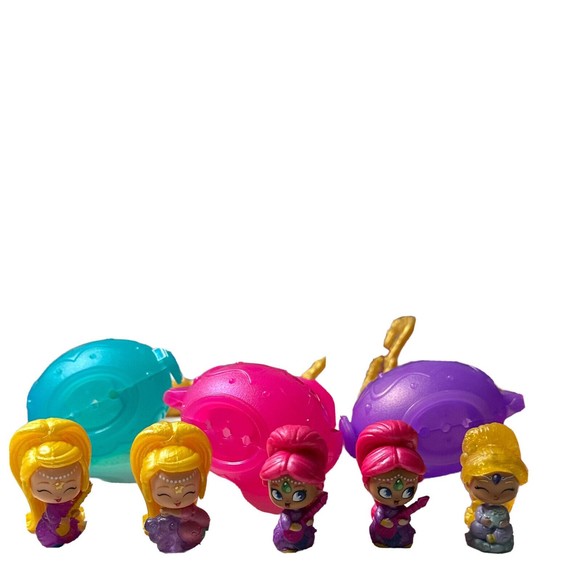 LOT Mega Bloks Shimmer & Shine Bedtime Building Set + 5 Teenie Genies + Bottles - Picture 2 of 16